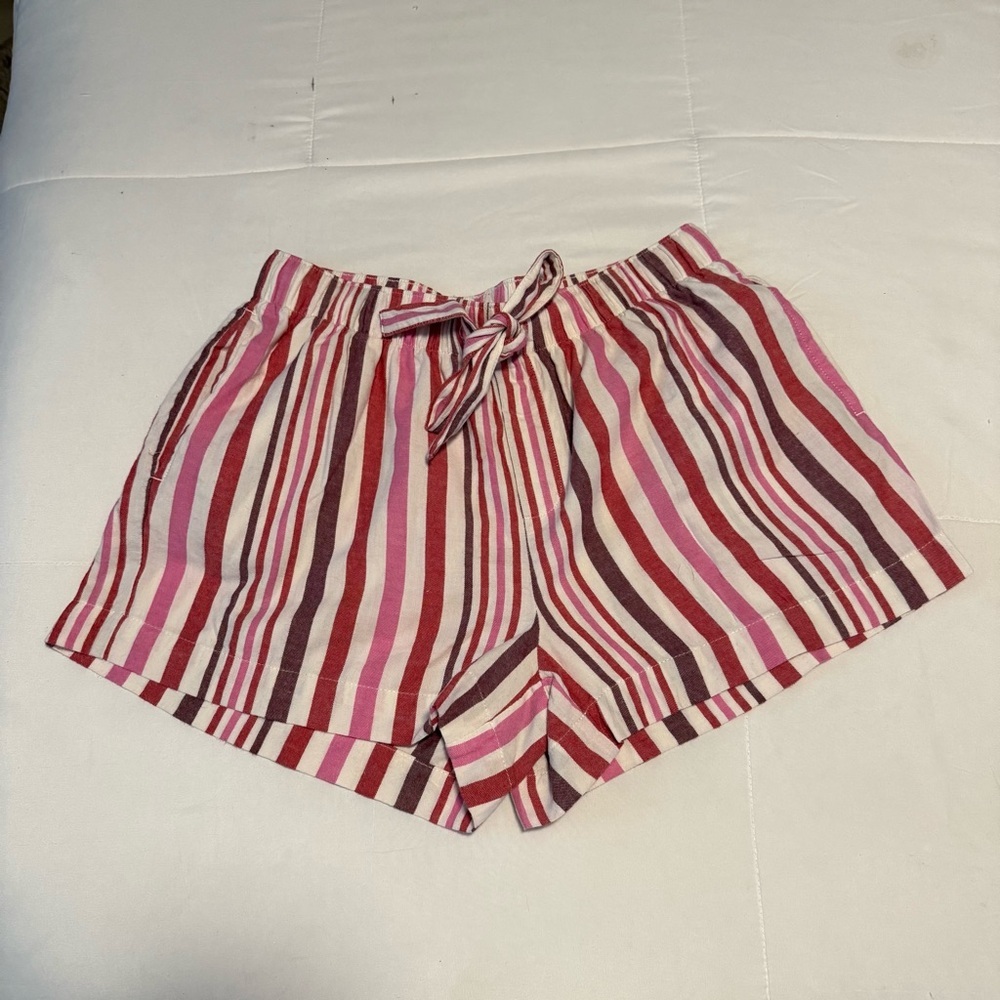 Auden Women’s Sleep Shorts Pink Striped Elastic Waist Size Small